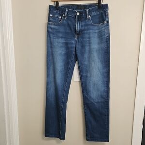 Uniqlo  Blue Denim Jeans 30x34 Slim Straight Low Rise Altered Cotton